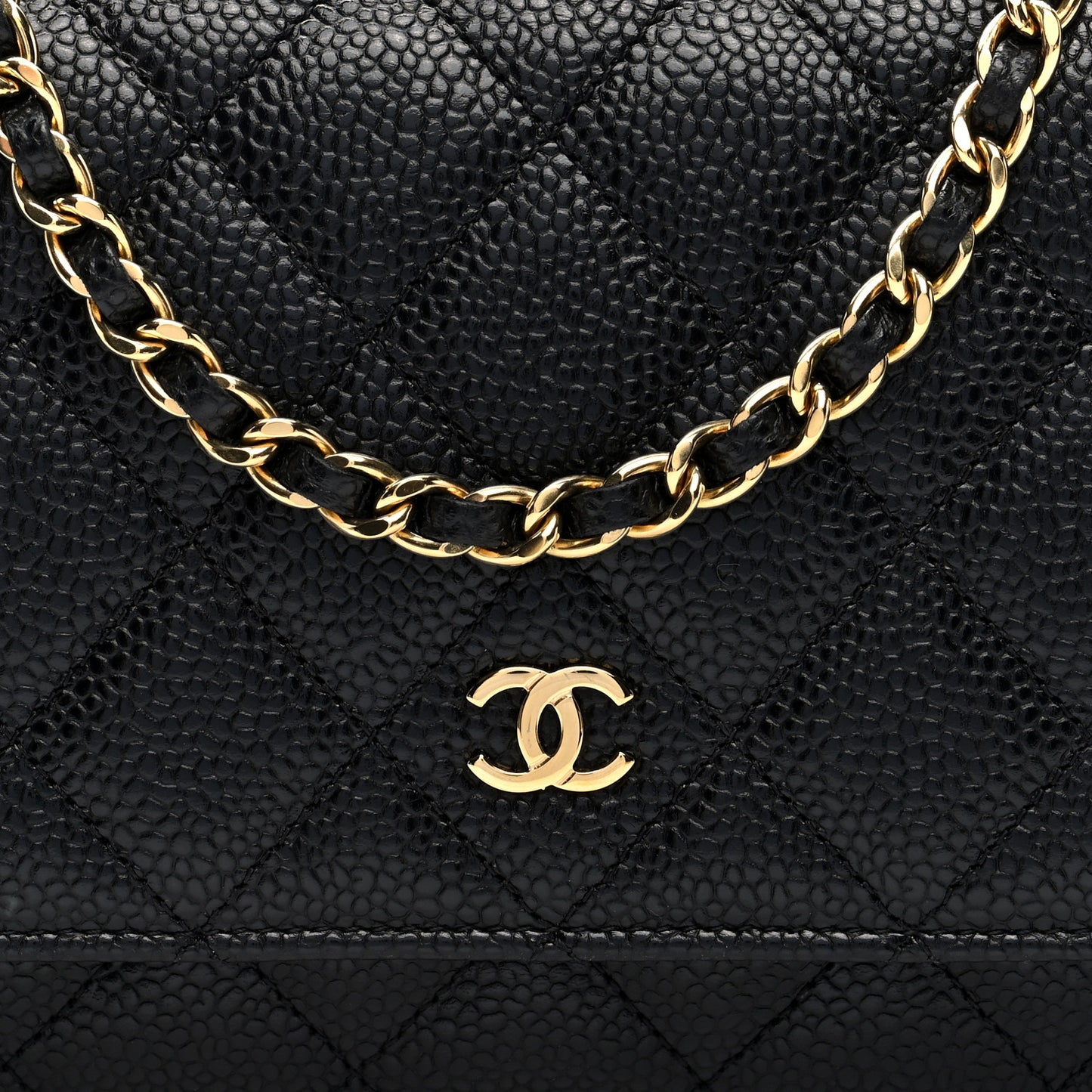 Caviar Quilted Wallet On Chain WOC Black
