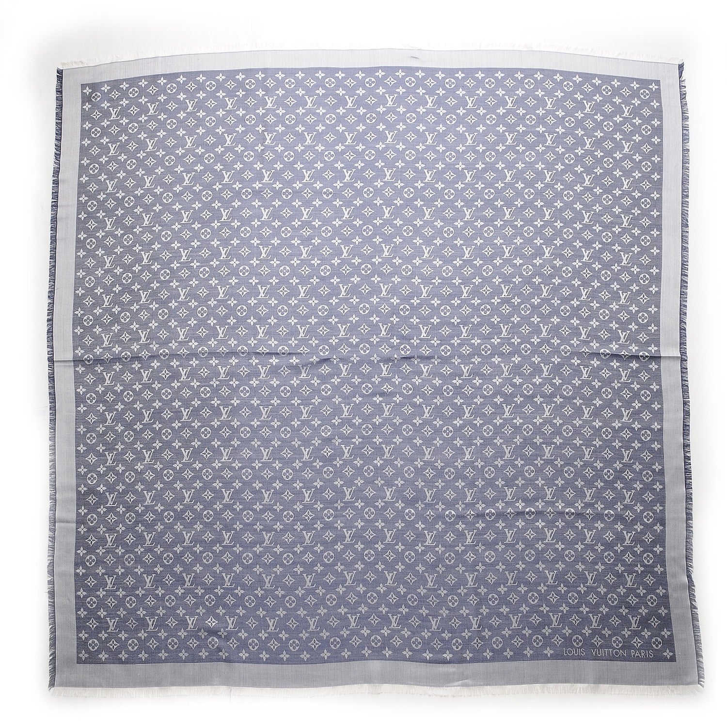 Louis Vuitton Wool Silk Monogram Denim Shawl Blue 1 of 6