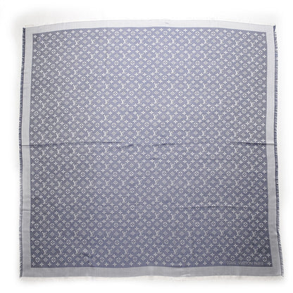 Louis Vuitton Wool Silk Monogram Denim Shawl Blue 1 of 6
