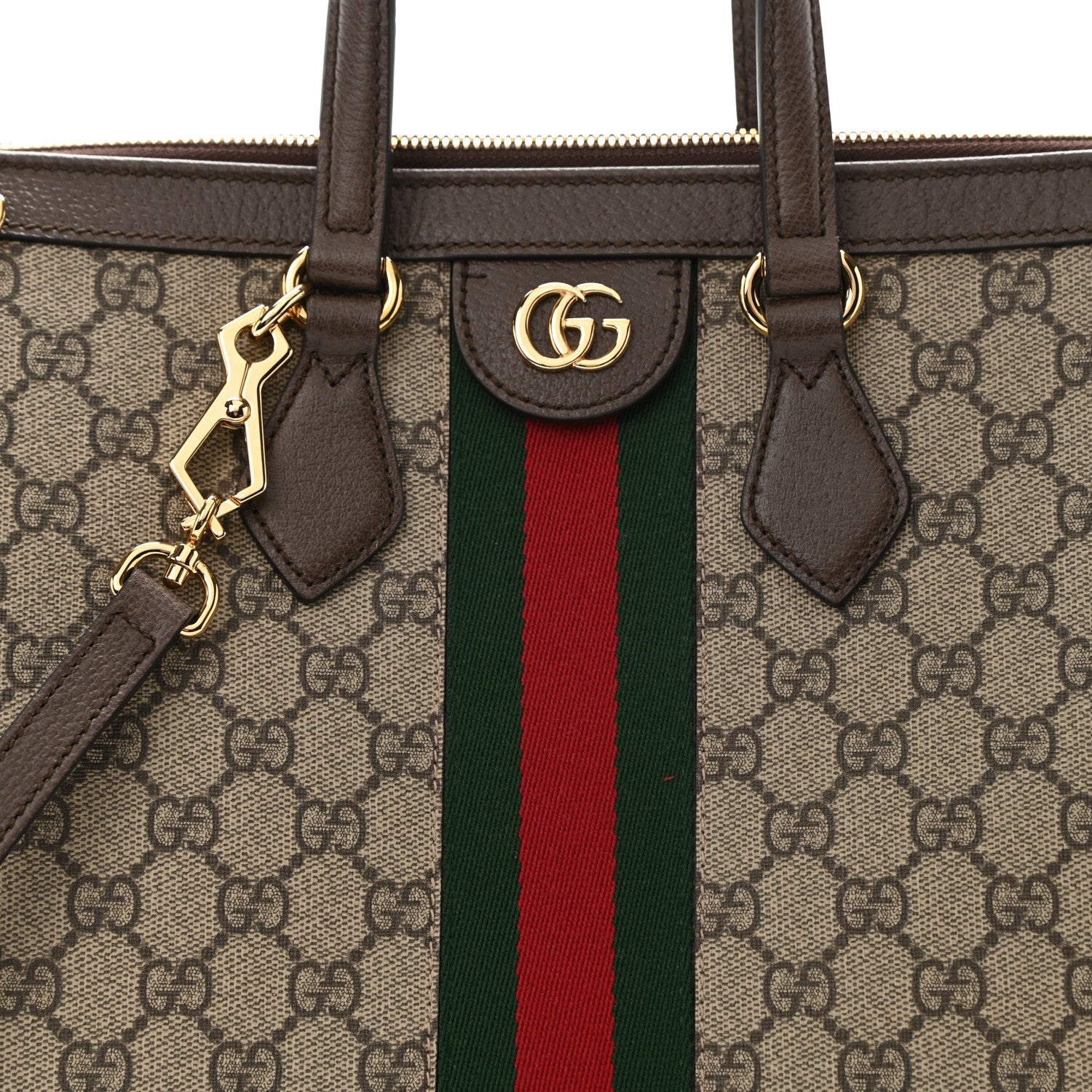 Gucci GG Supreme Monogram Web Medium Ophidia Tote Bag Brown 8 of 10
