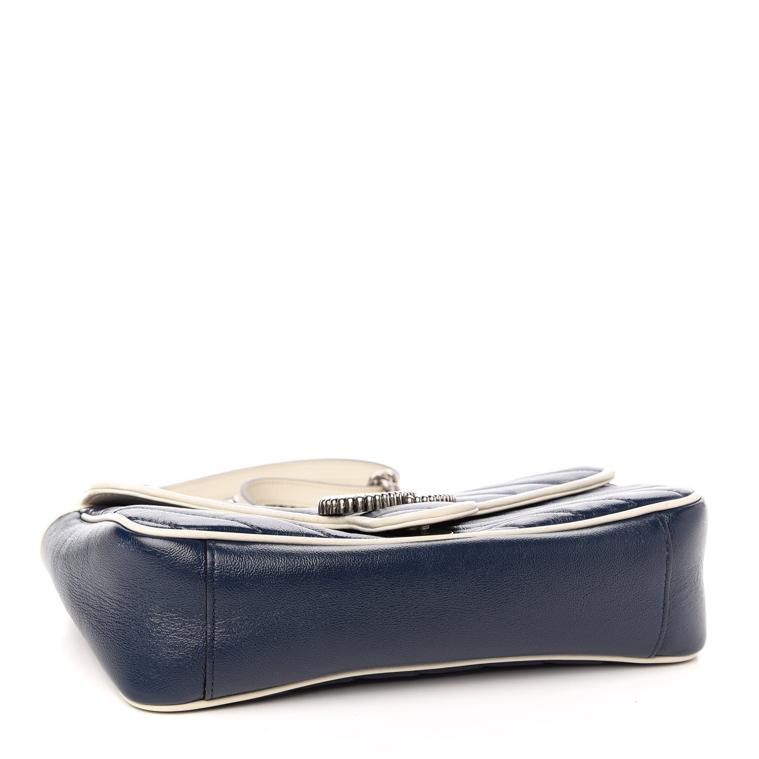 Gucci Azalea Calfskin Matelasse Small Torchon GG Marmont Shoulder Bag Blue Agata Mystic White 4 of 10