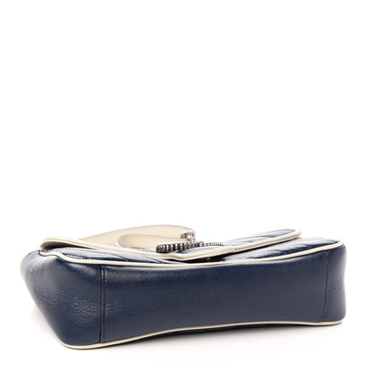 Gucci Azalea Calfskin Matelasse Small Torchon GG Marmont Shoulder Bag Blue Agata Mystic White 4 of 10