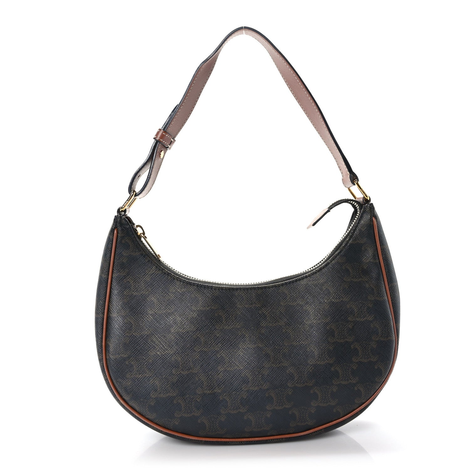 Celine Triomphe Canvas Calfskin Ava Shoulder Bag Tan 1 of 10