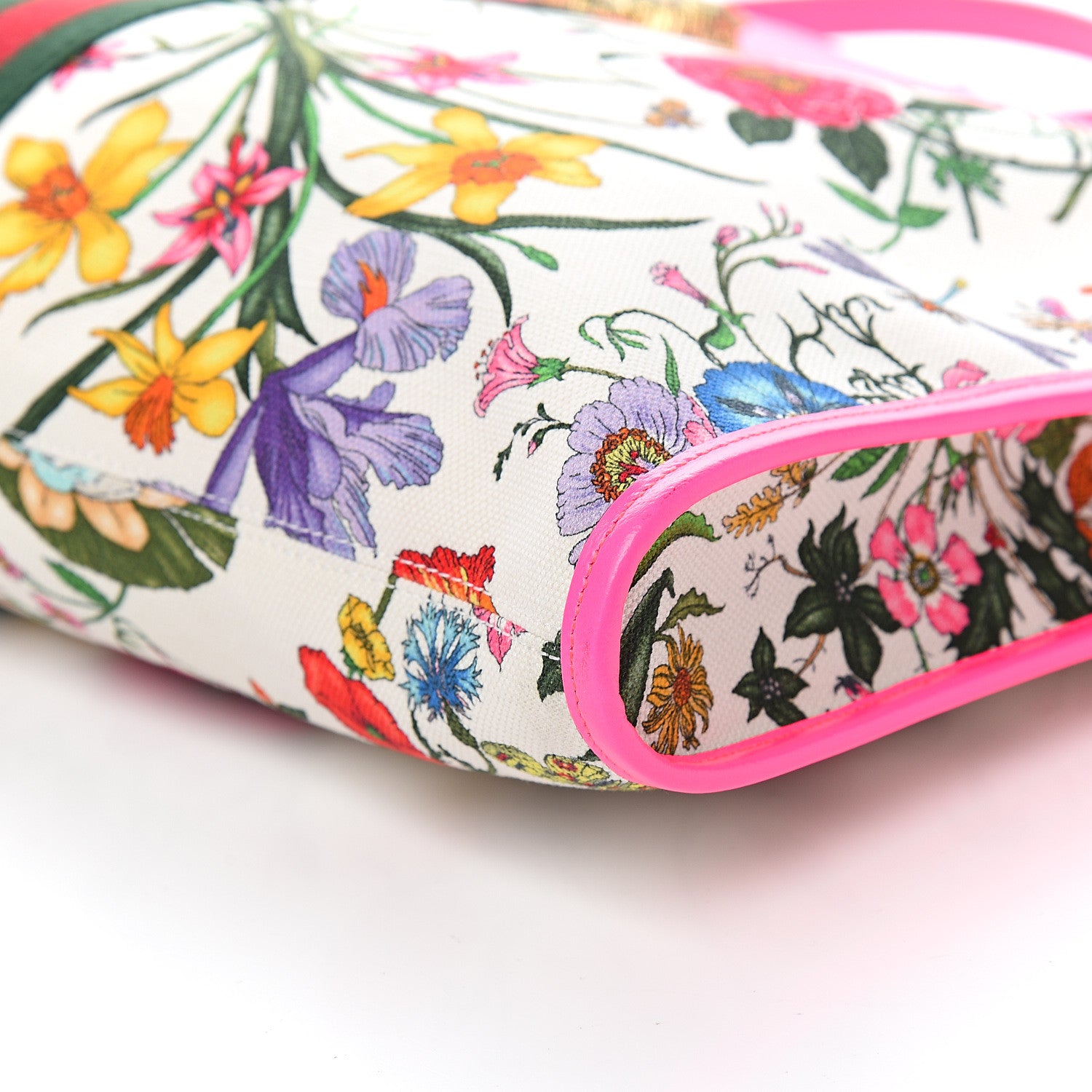 Gucci Canvas Flora Large Rajah Chain Tote White Multicolor Fuxia Fluo 9 of 10