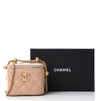 Chanel Calfskin Quilted Mini Perfect Fit Vanity Case With Chain Beige 11 of 11