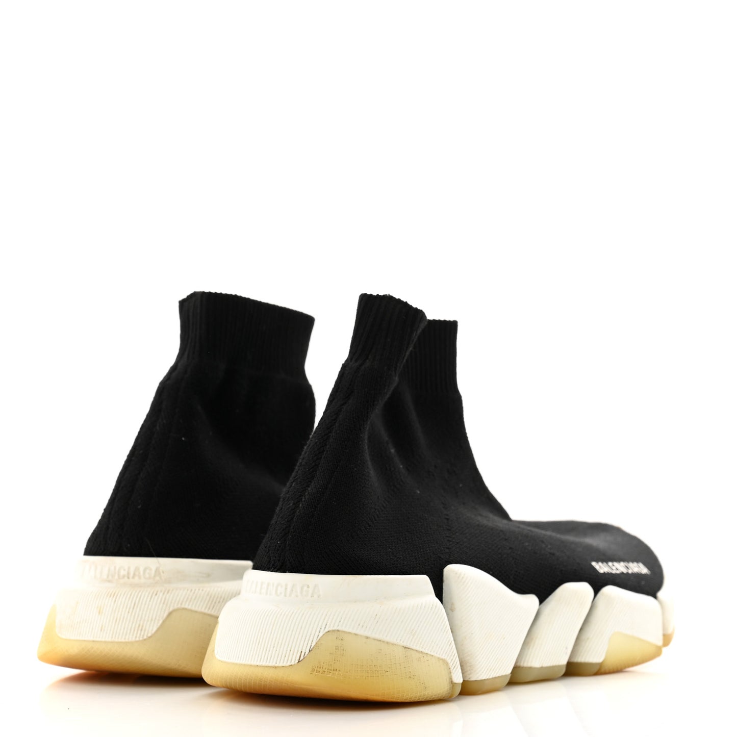 Technical 3D Recycled Knit Bi-Color Womens Speed 2.0 Transparent Sole Sneakers 38 Black White
