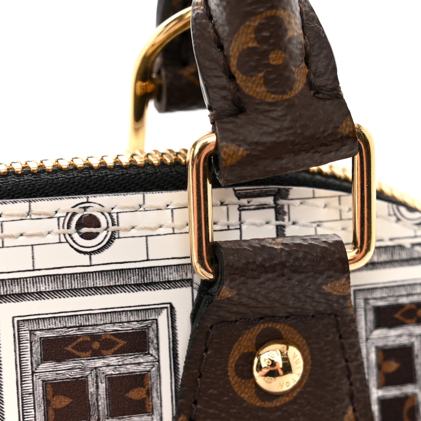 X FORNASETTI Calfskin Architettura Alma BB Black White