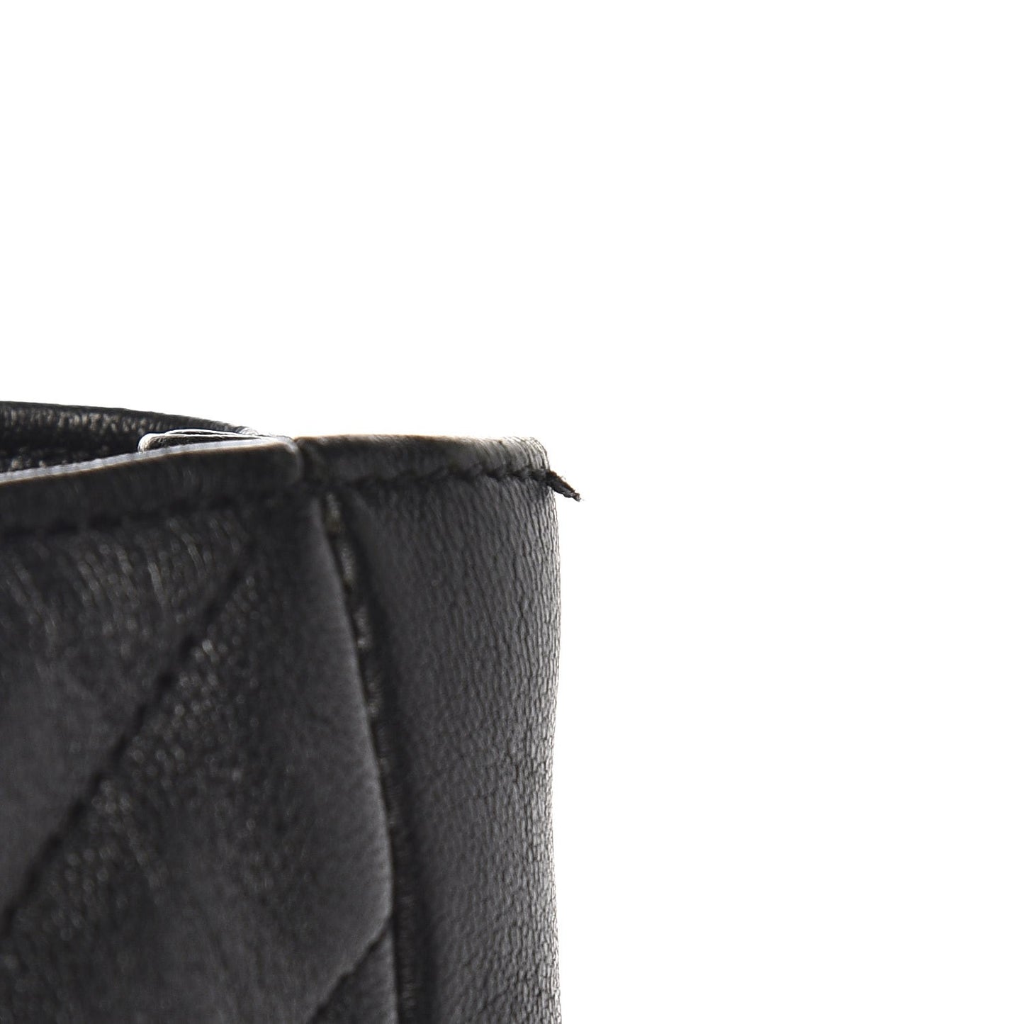 Sheepskin Matelasse Chevron Large Monogram Shopping Bag Black