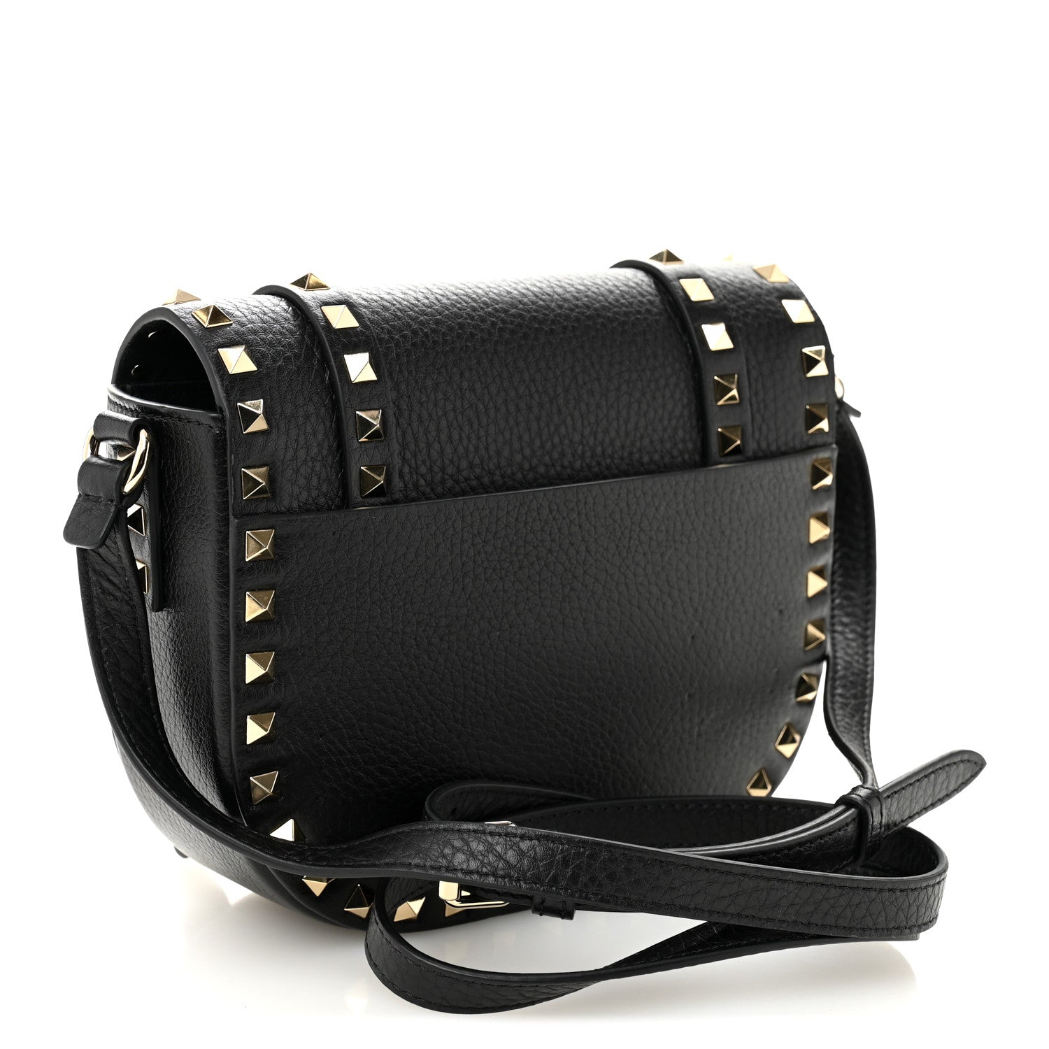 Valentino Garavani Grained Calfskin Rockstud Flap Messenger Black 3 of 9
