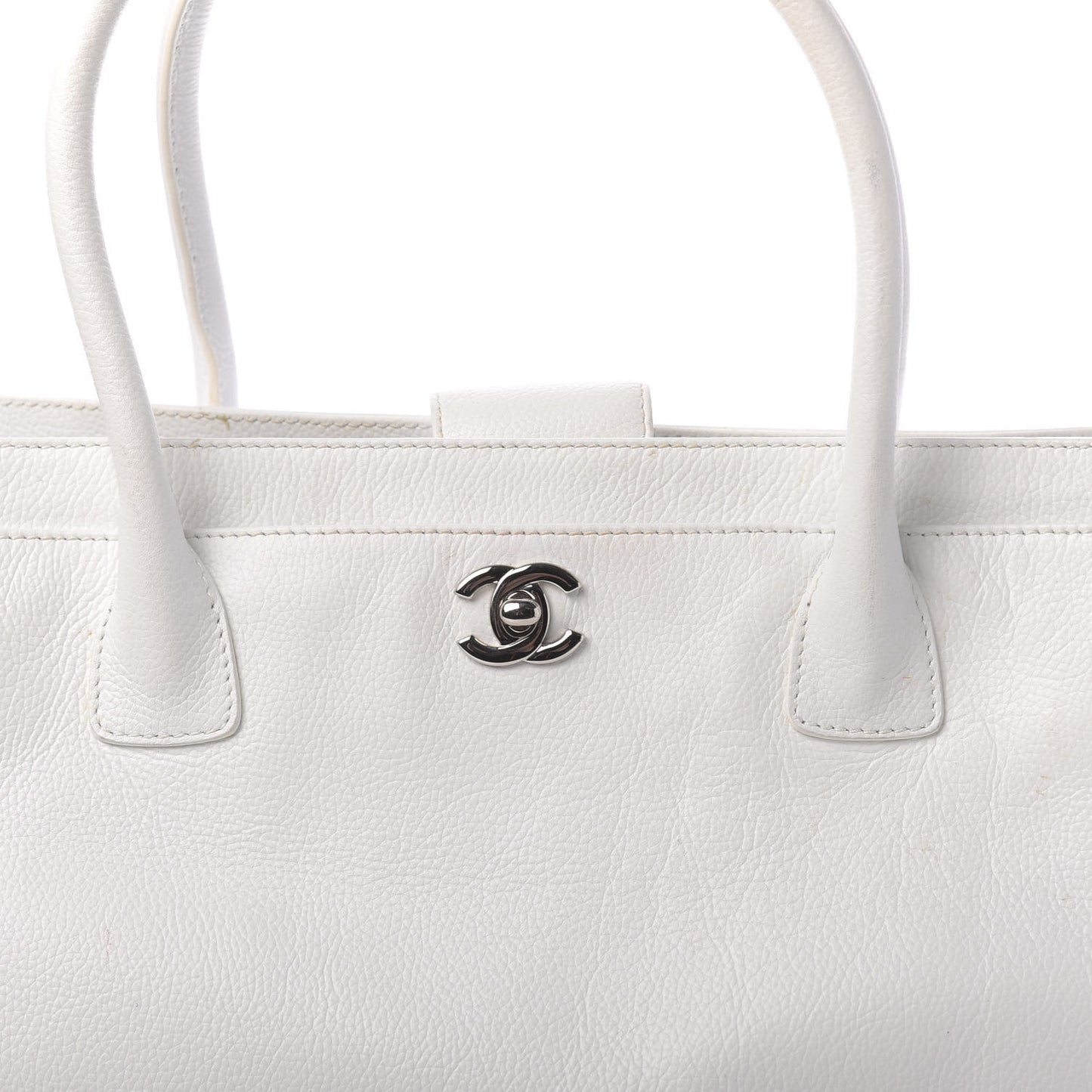 Calfskin Cerf Executive Shopper Tote White