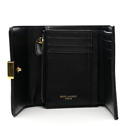 Saint Laurent Patent Matelasse Monogram Vicky Tri-Fold Wallet Black 5 of 6