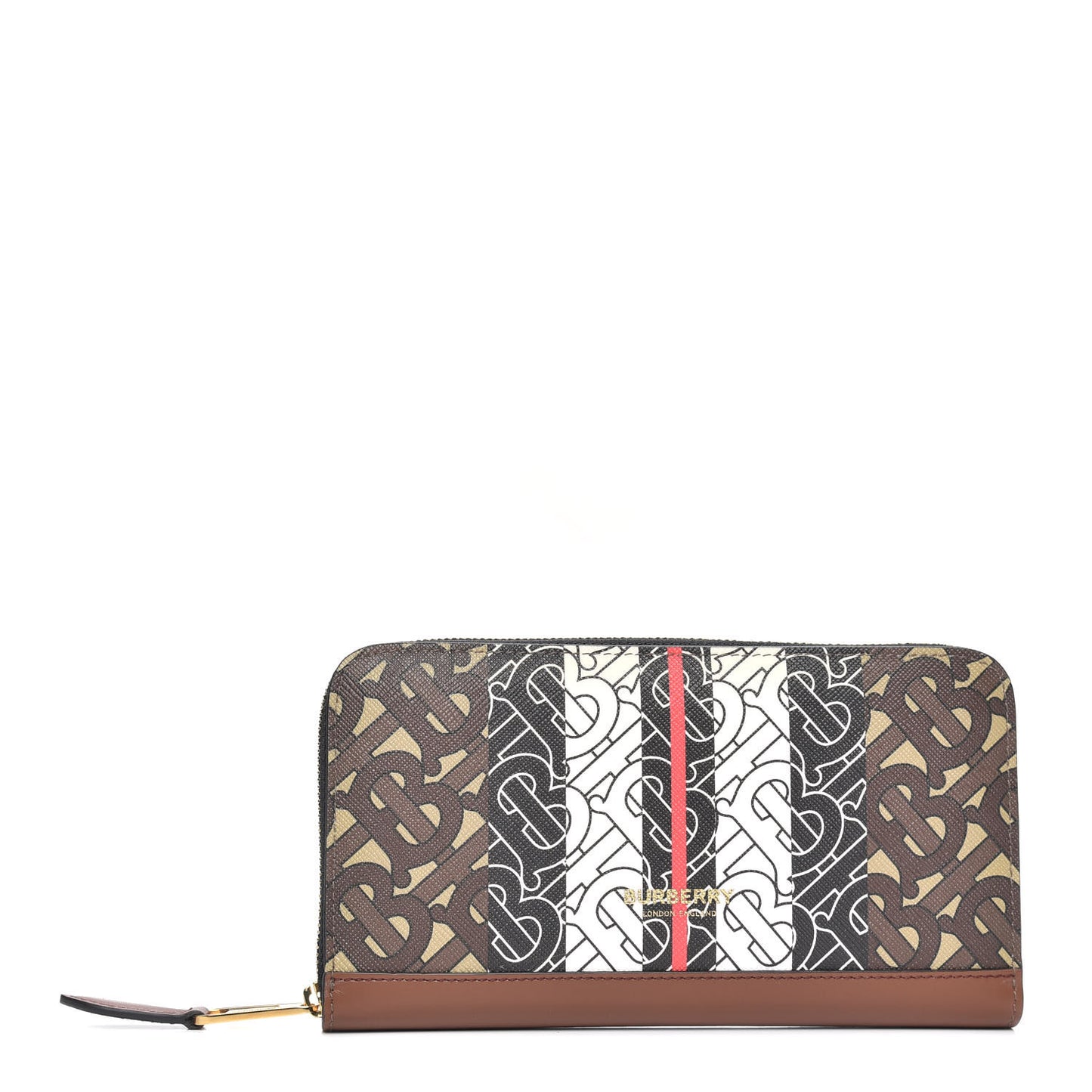 E-Canvas Monogram Stripe Zip Around Wallet Black