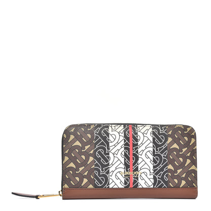 Burberry E-Canvas Monogram Stripe Zip Around Wallet Black 1 of 9