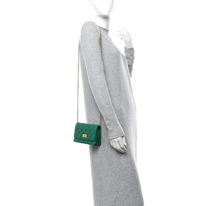 Chanel Aged Calfskin Quilted Mini Reissue Wallet On Chain WOC Green 2 of 12