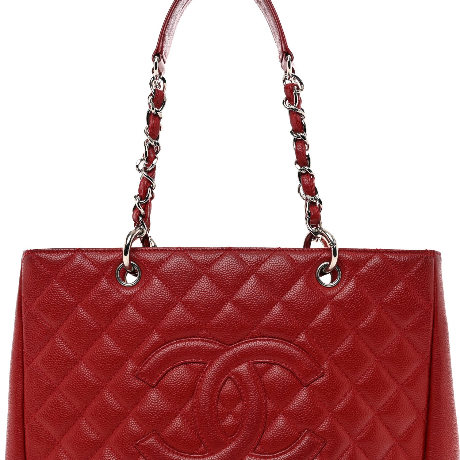 Chanel Caviar Quilted Grand Shopping Tote GST Red 5 of 11