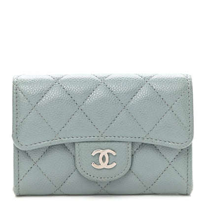 Chanel Caviar Quilted Flap Card Holder Wallet Light Blue 1 of 9