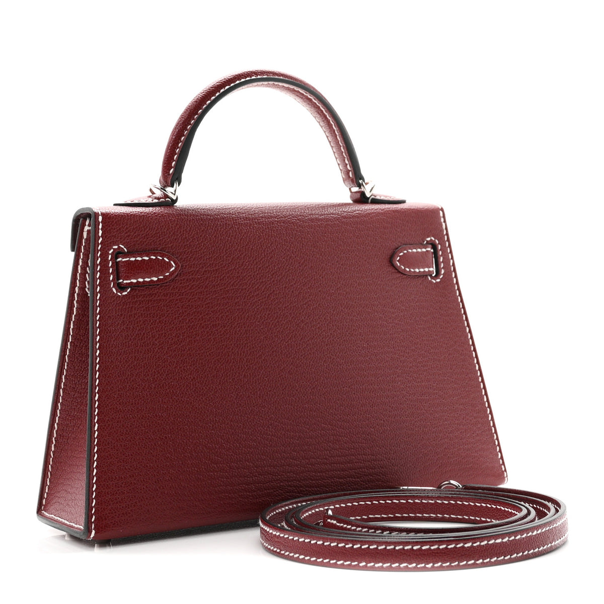 Hermes Chevre Mysore Horseshoe Mini Kelly Sellier 20 Rouge H 3 of 11