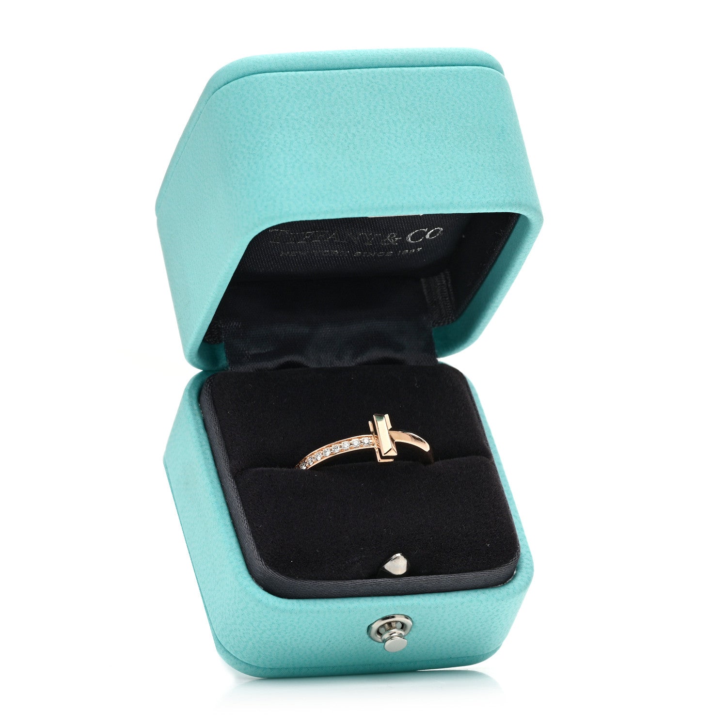 Tiffany 18K Rose Gold Diamond 2.5mm T T1 Ring 58 8.5 5 of 5