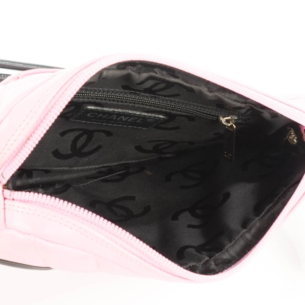 Calfskin Quilted Cambon Pochette Pink Black