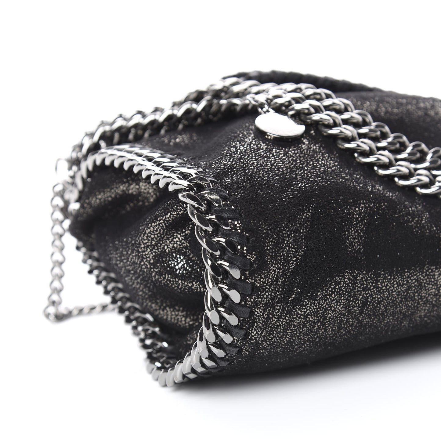 Chamois Shiny Dotted Mini Falabella Crossbody Ruthenium