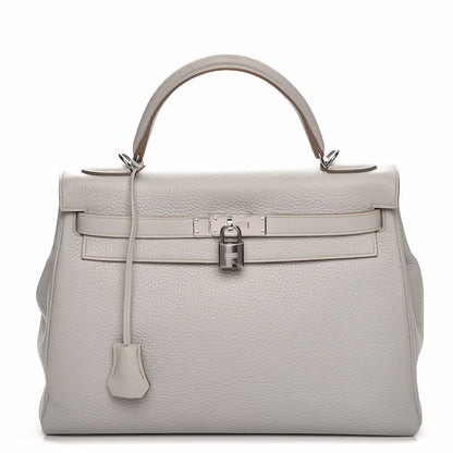 Hermes Taurillon Clemence Kelly Retourne 32 Gris Perle 1 of 33