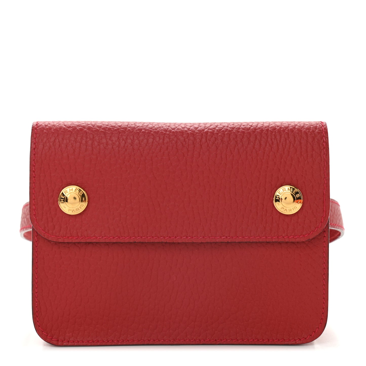 Taurillon Clemence Pochette Green Belt Bag Rouge Vif