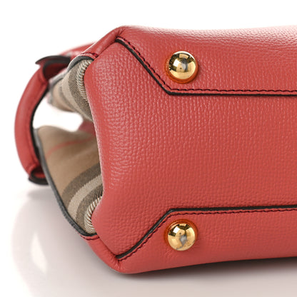Burberry Derby Calfskin House Check Small Banner Tote Cinnamon Red 7 of 8