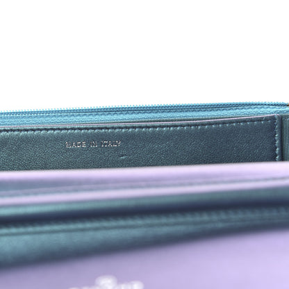 Chanel Metallic Lambskin Wallet On Chain WOC Turquoise 10 of 11
