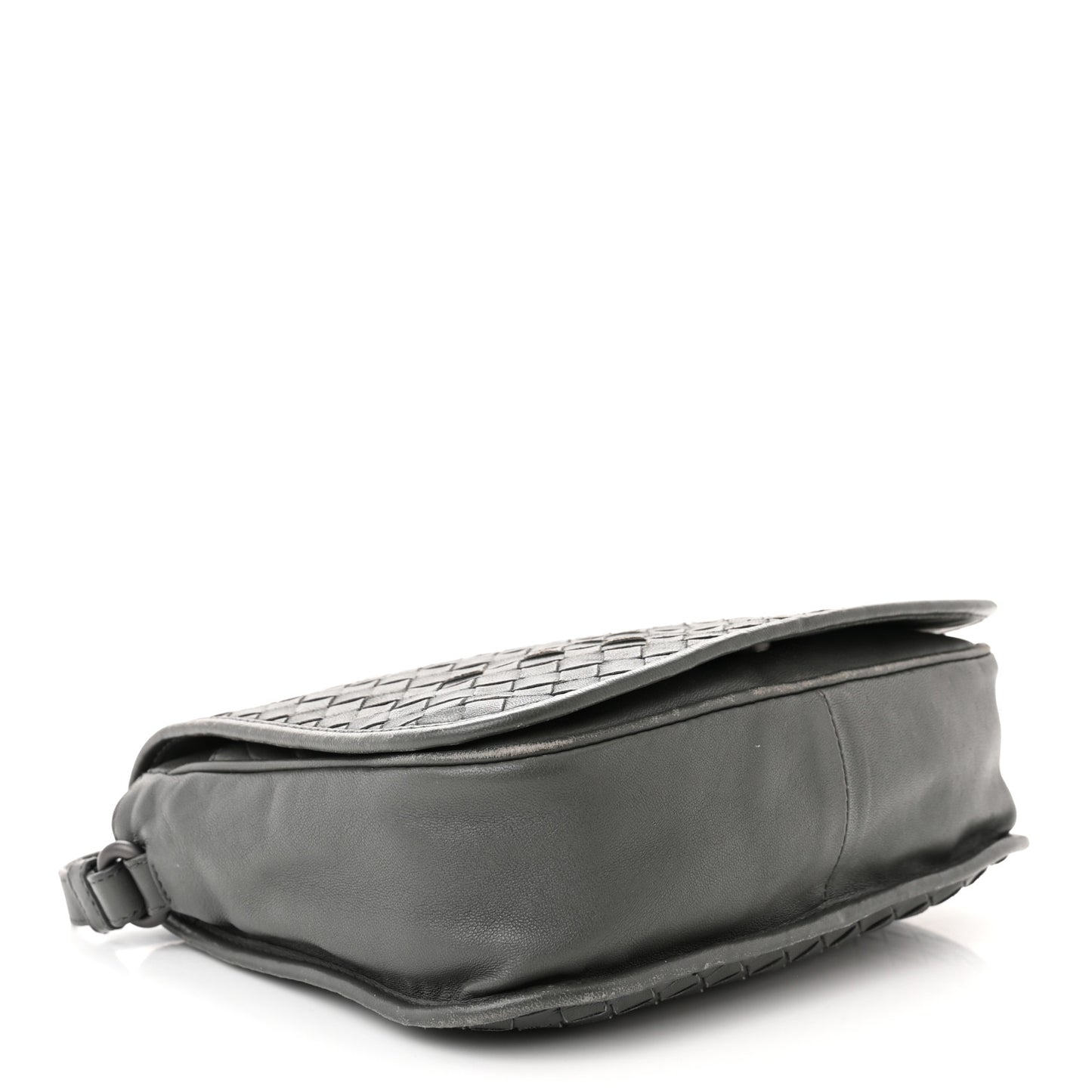 Nappa Intrecciato Mini Flap Crossbody Light Grey