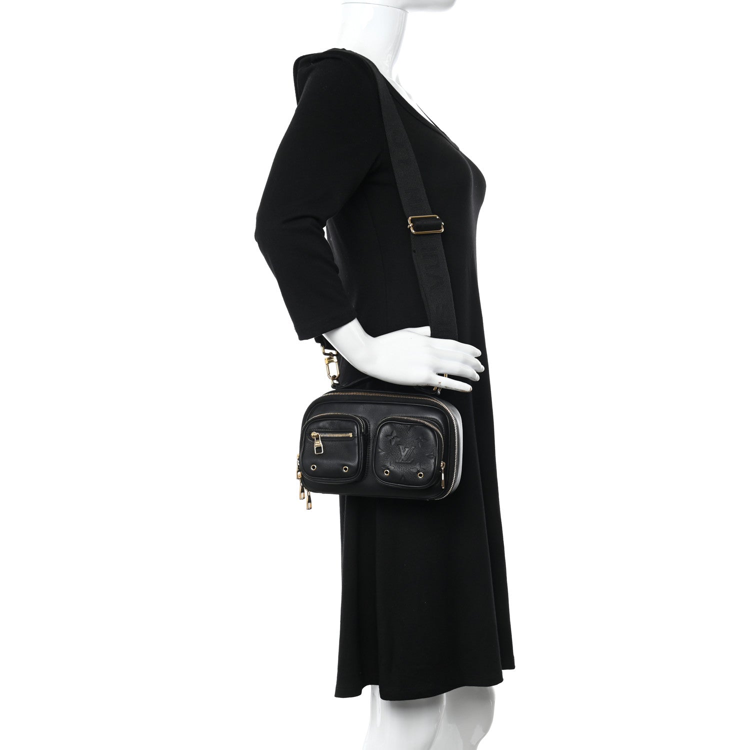 Louis Vuitton Calfskin Monogram Embossed Utility Crossbody Black 2 of 10