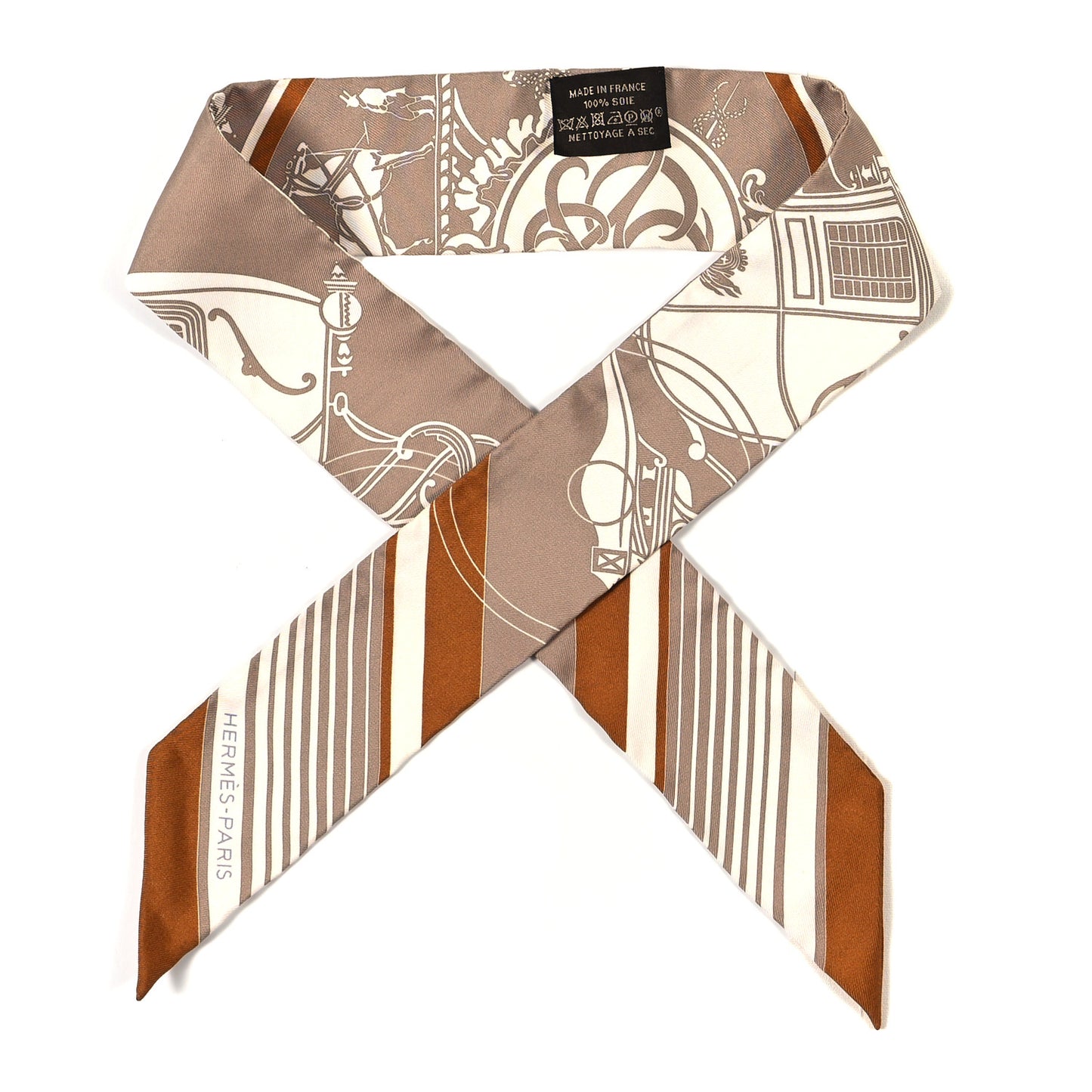 Silk Ex-Libris Twilly Beige White Caramel