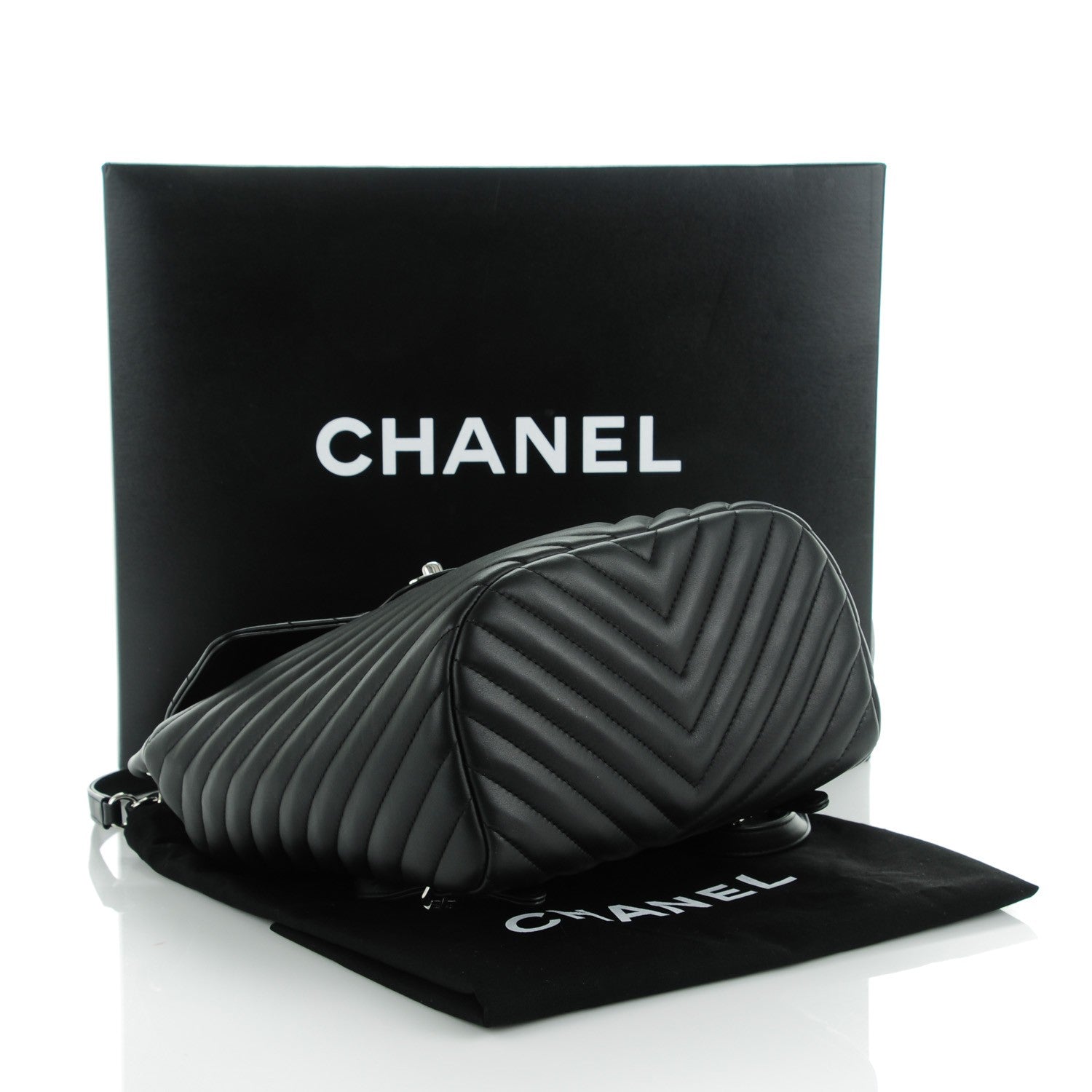 Chanel Calfskin Chevron Quilted Small Urban Spirit Backpack Black 4 of 8