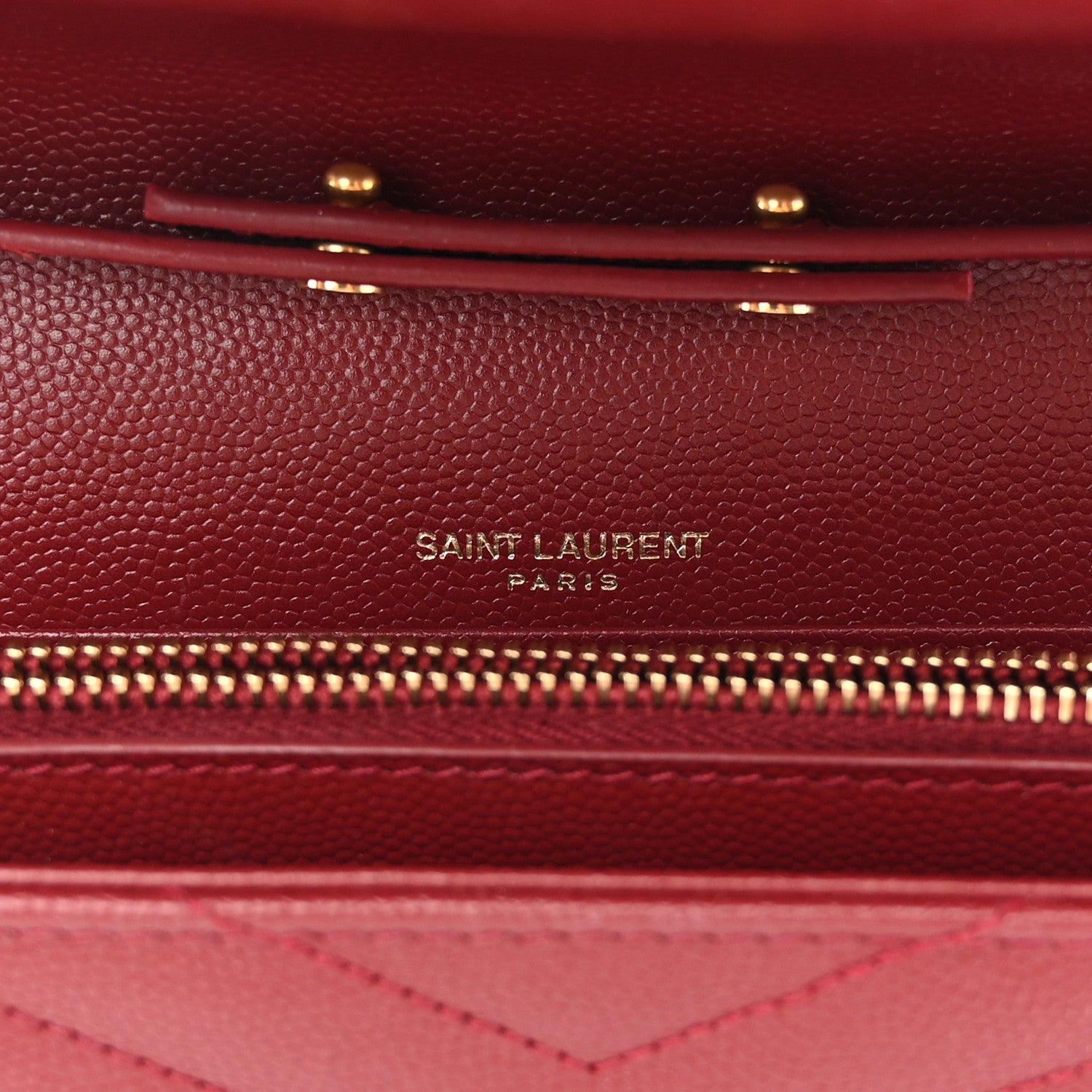 Saint Laurent Grain De Poudre Matelasse Chevron Monogram Chain Wallet Blush Fonce 6 of 11