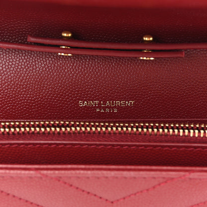 Saint Laurent Grain De Poudre Matelasse Chevron Monogram Chain Wallet Blush Fonce 6 of 11