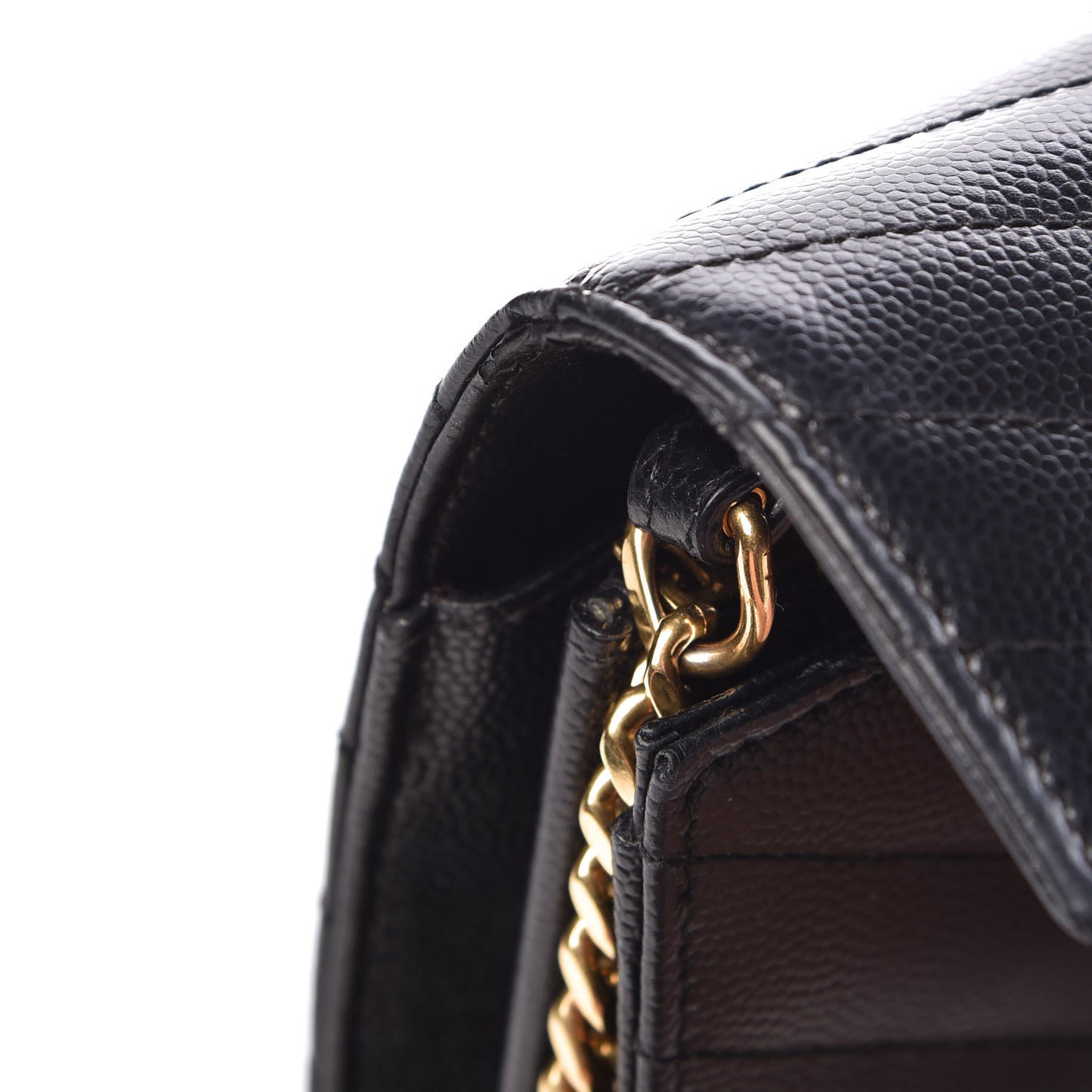 Grain De Poudre Matelasse Chevron Medium Monogram Chain Wallet Black