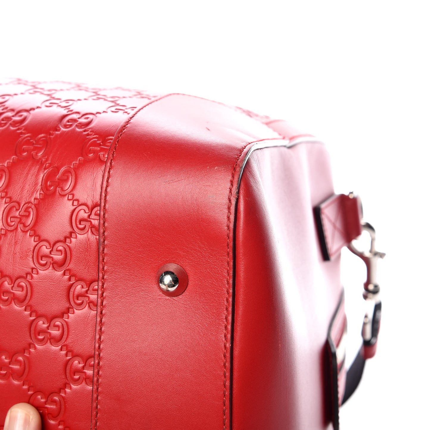 Guccissima Signature Large Duffle Hibiscus Red