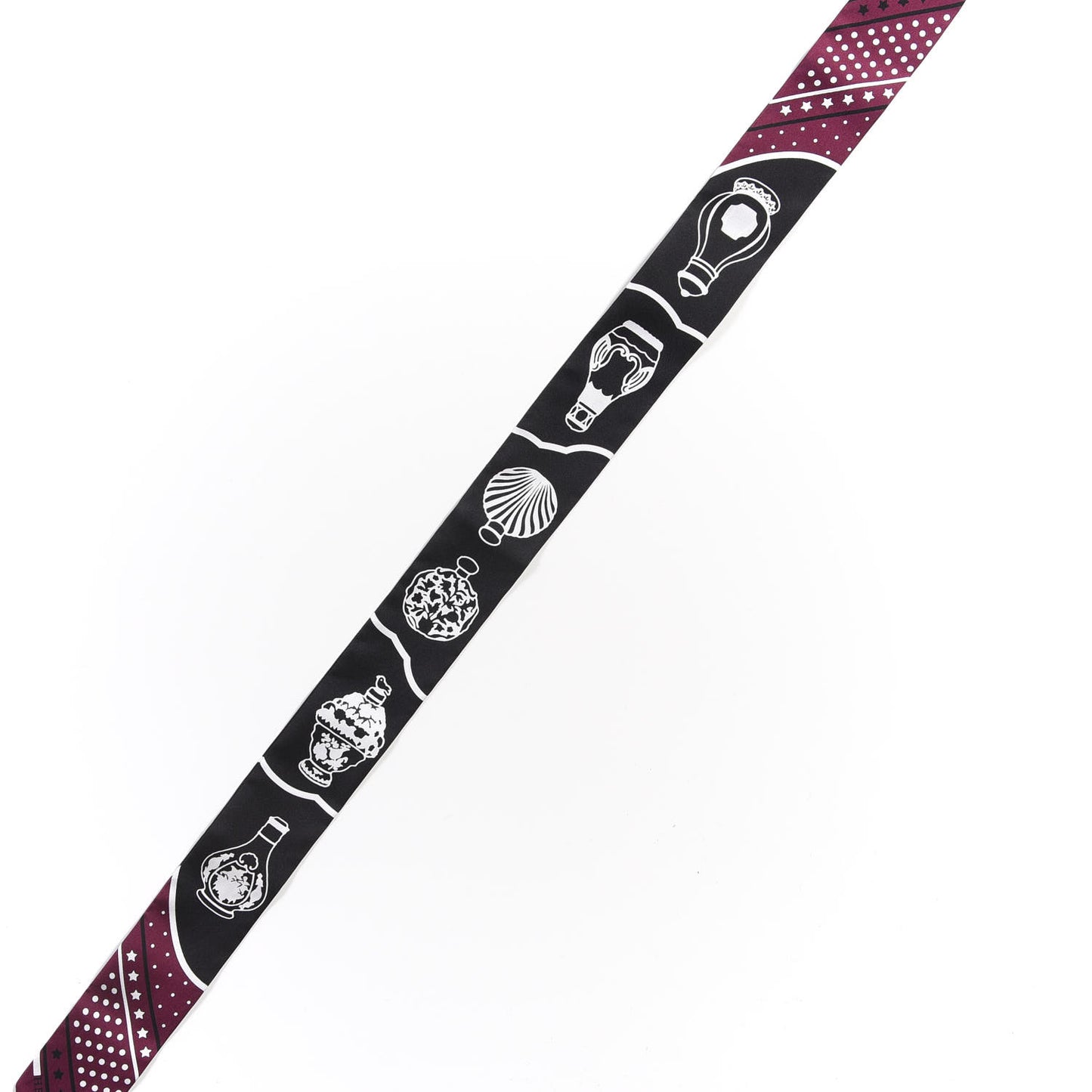 Silk Les Flacons Bandana Twilly Prune Black White
