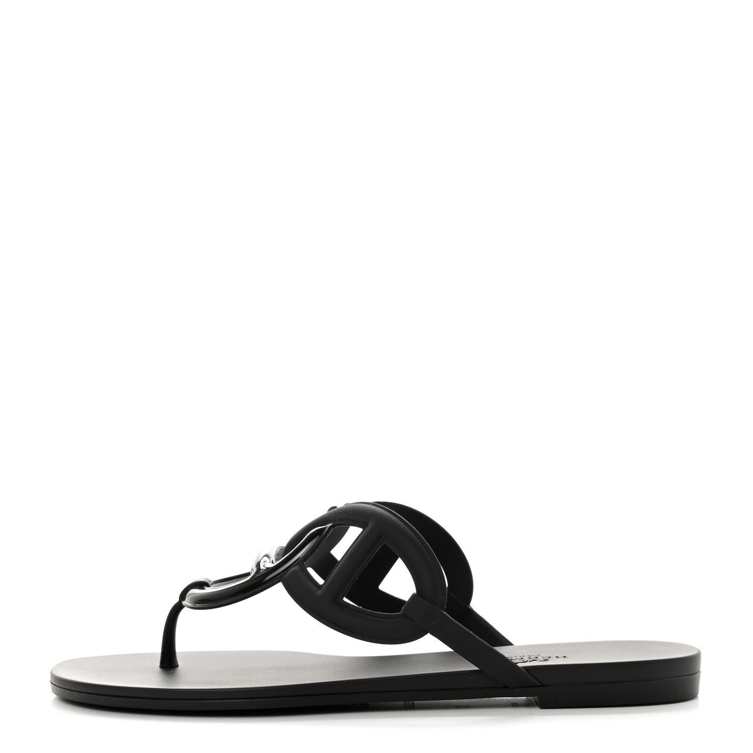 Hermes Rubber Womens Egerie Sandals 37 Black 1 of 9