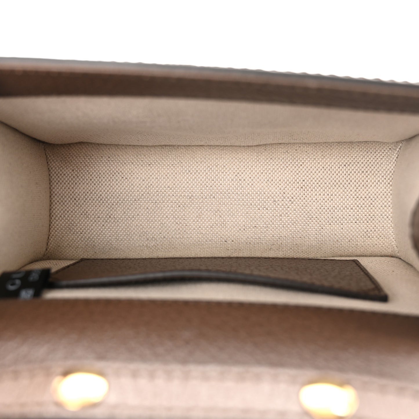 GG Supreme Monogram Textured Dollar Calfskin Web Mini Ophidia Padlock Top Handle Chain Shoulder Bag Beige Ebony New Acero