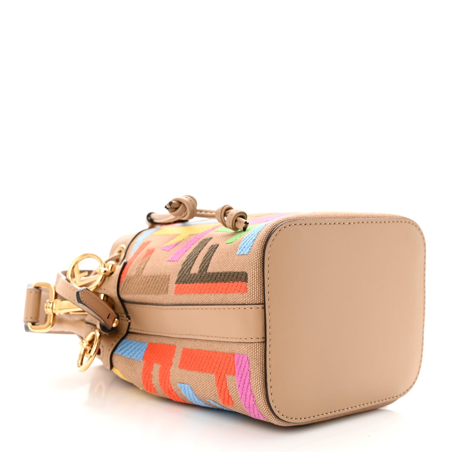 Canvas Vitello King F is Fendi FF Multicolor Embroidered Mini Mon Tresor Bucket Bag Multicolor Cuoio