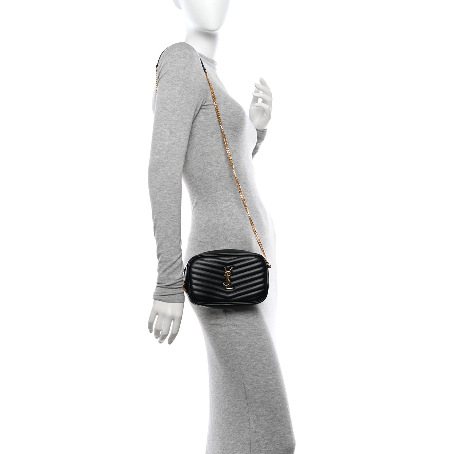 Calfskin Matelasse Monogram Mini Lou Camera Bag Black