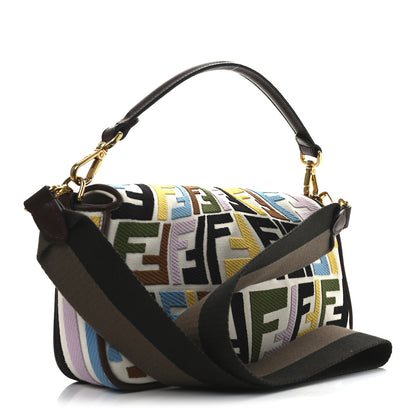 Fendi X SARA COLEMAN Canvas Vitello King Seta FF Fish Eye Embroidered Baguette Grezzo Multicolor Ghianda 3 of 10