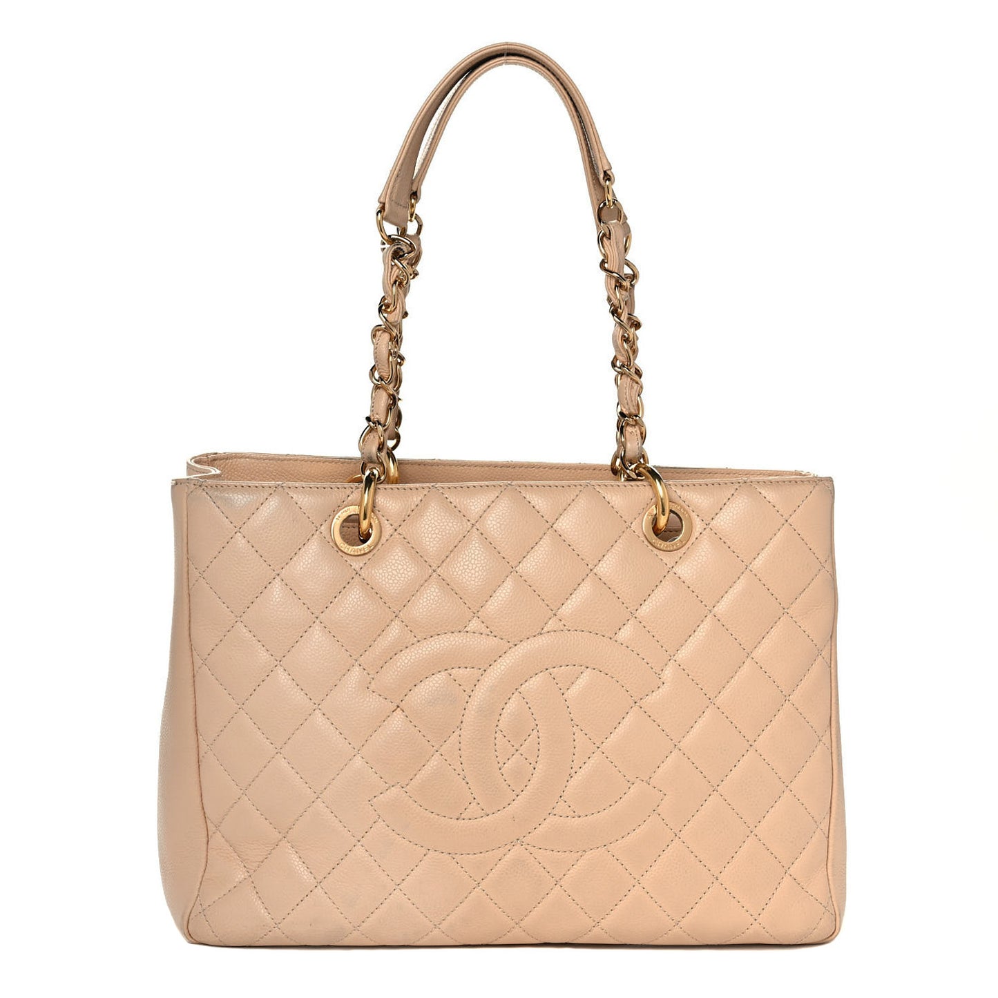 Caviar Quilted Grand Shopping Tote GST Beige
