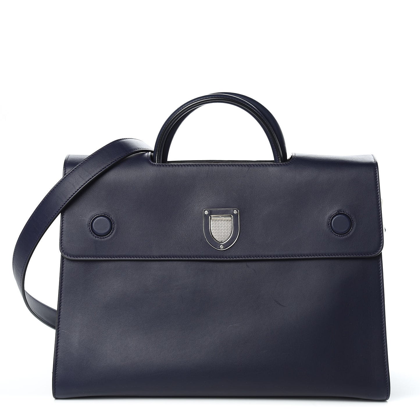 Calfskin Large Diorever Flap Navy