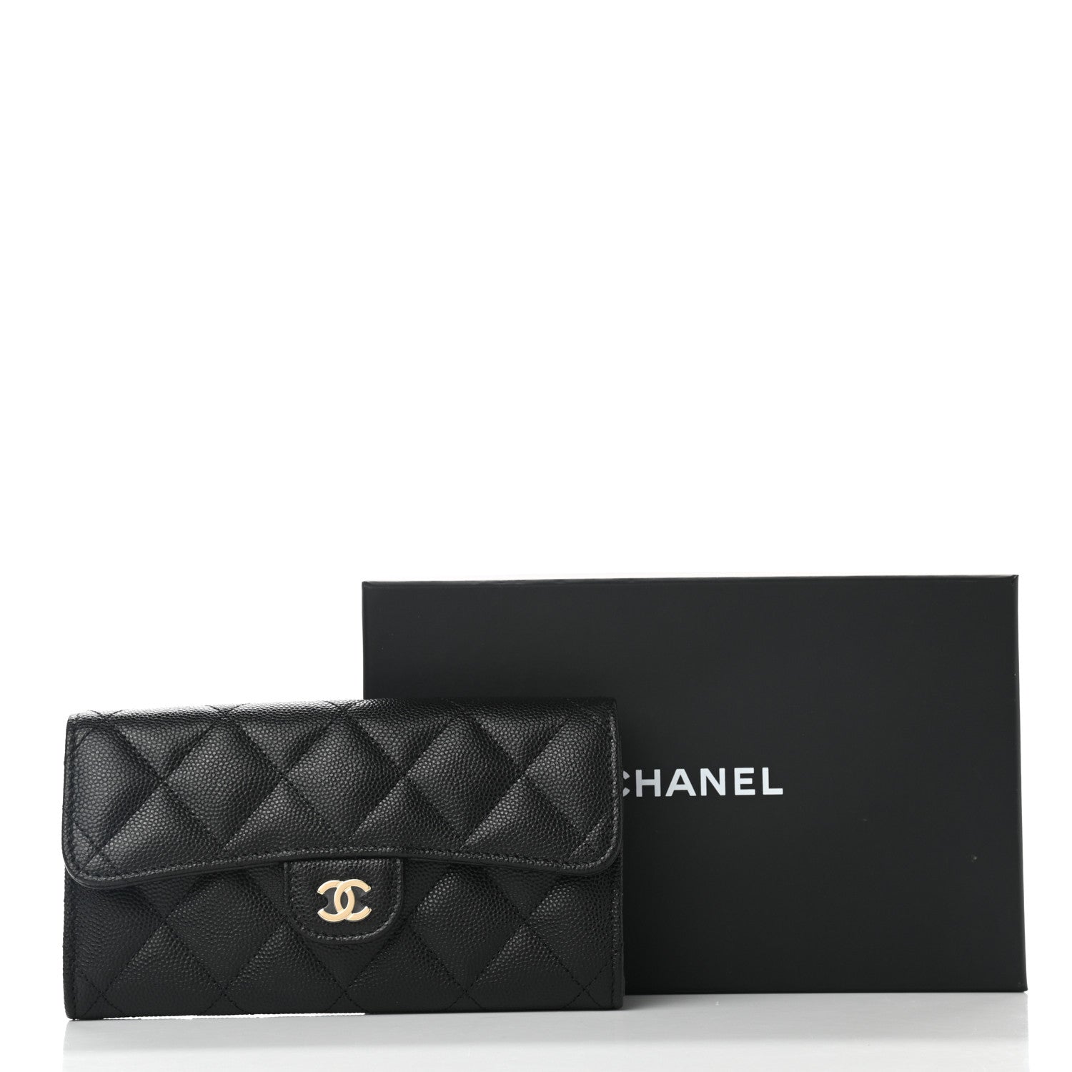 Chanel Caviar Quilted Medium Gusset Flap Wallet Black 9 of 9
