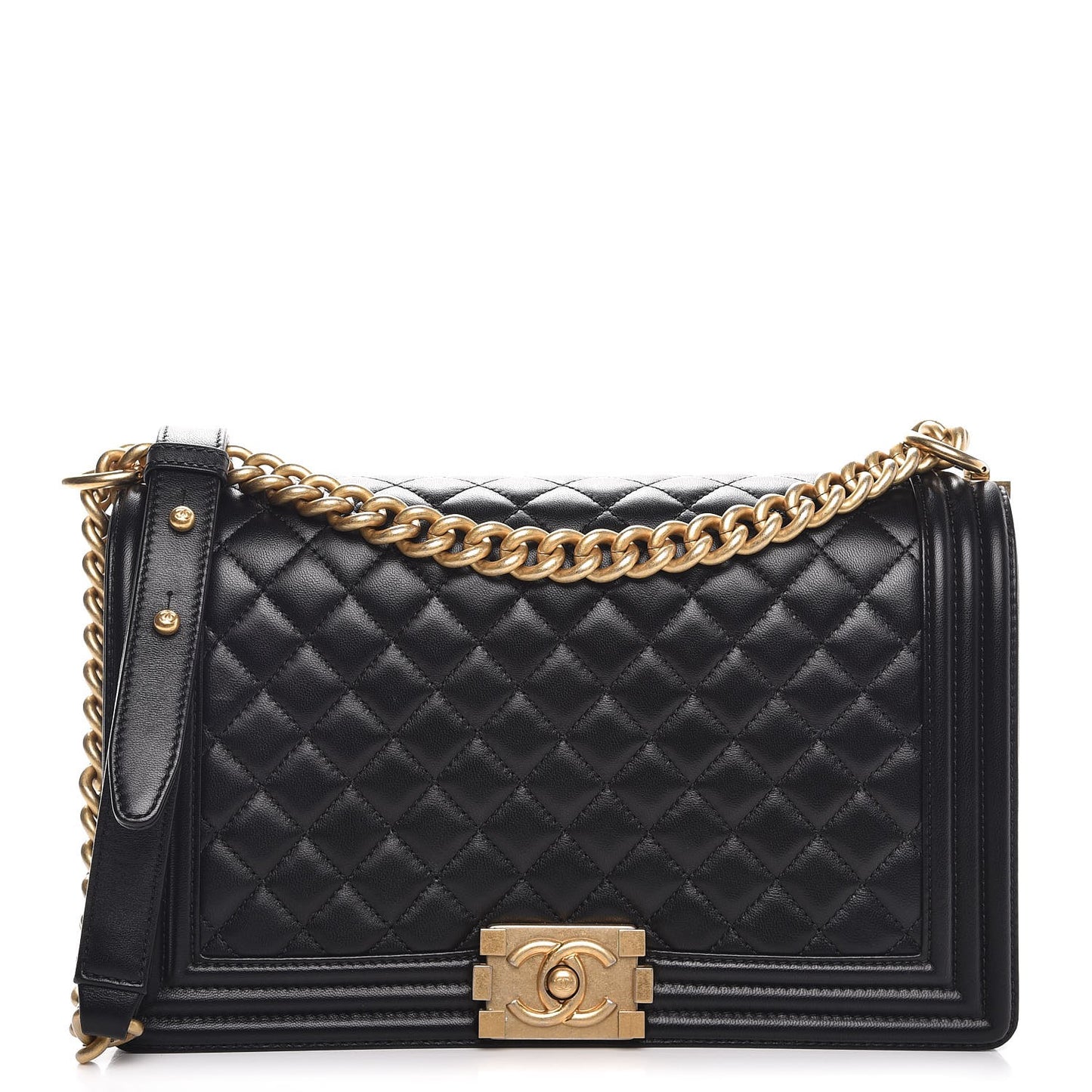 Lambskin Quilted New Medium Boy Flap Black
