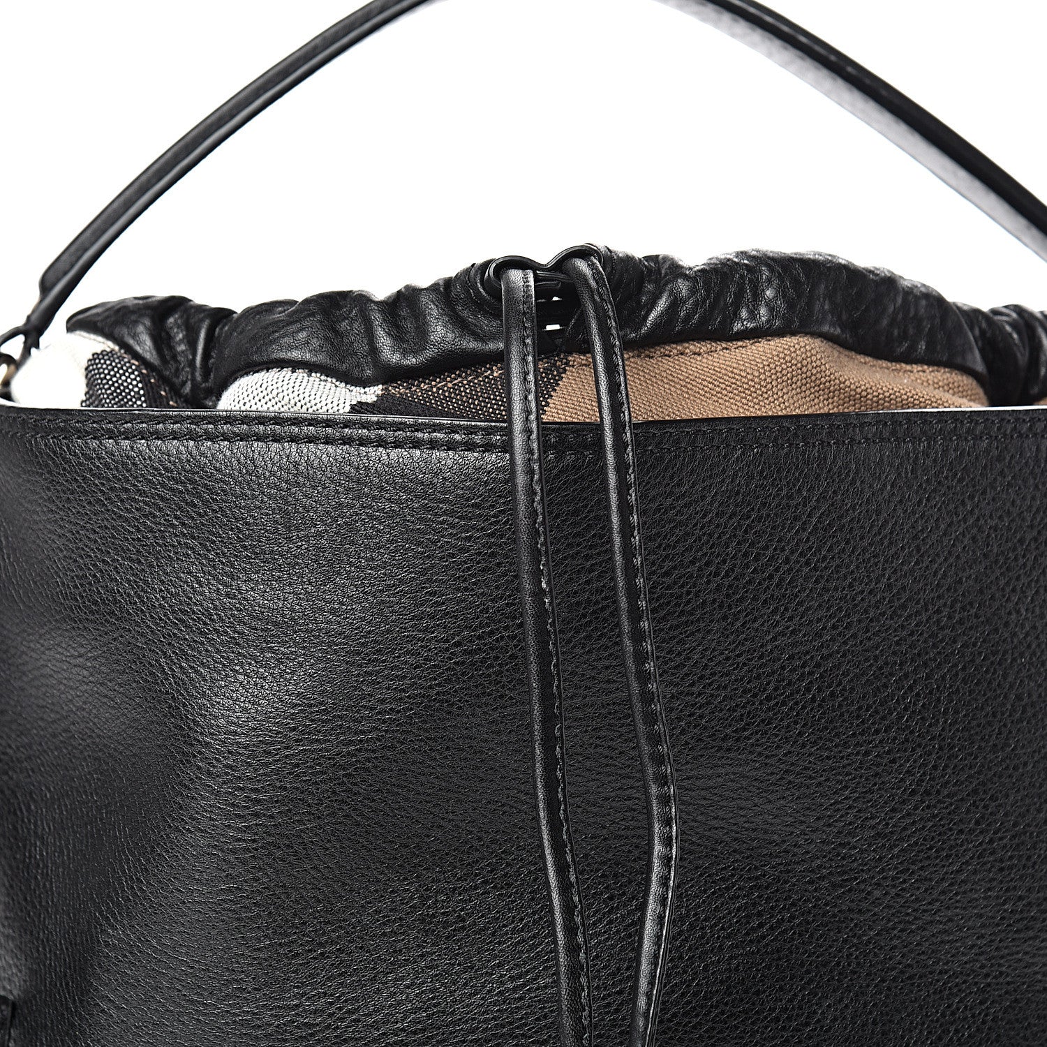 Burberry Grainy Calfskin Medium Check Ashby Hobo Black 8 of 11