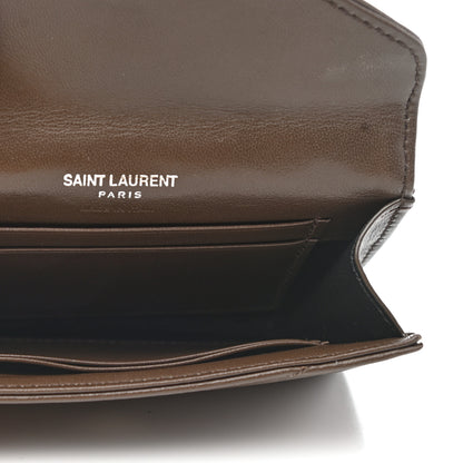 Saint Laurent Lambskin Y Quilted Monogram Small Loulou Envelope Wallet Faggio 5 of 7
