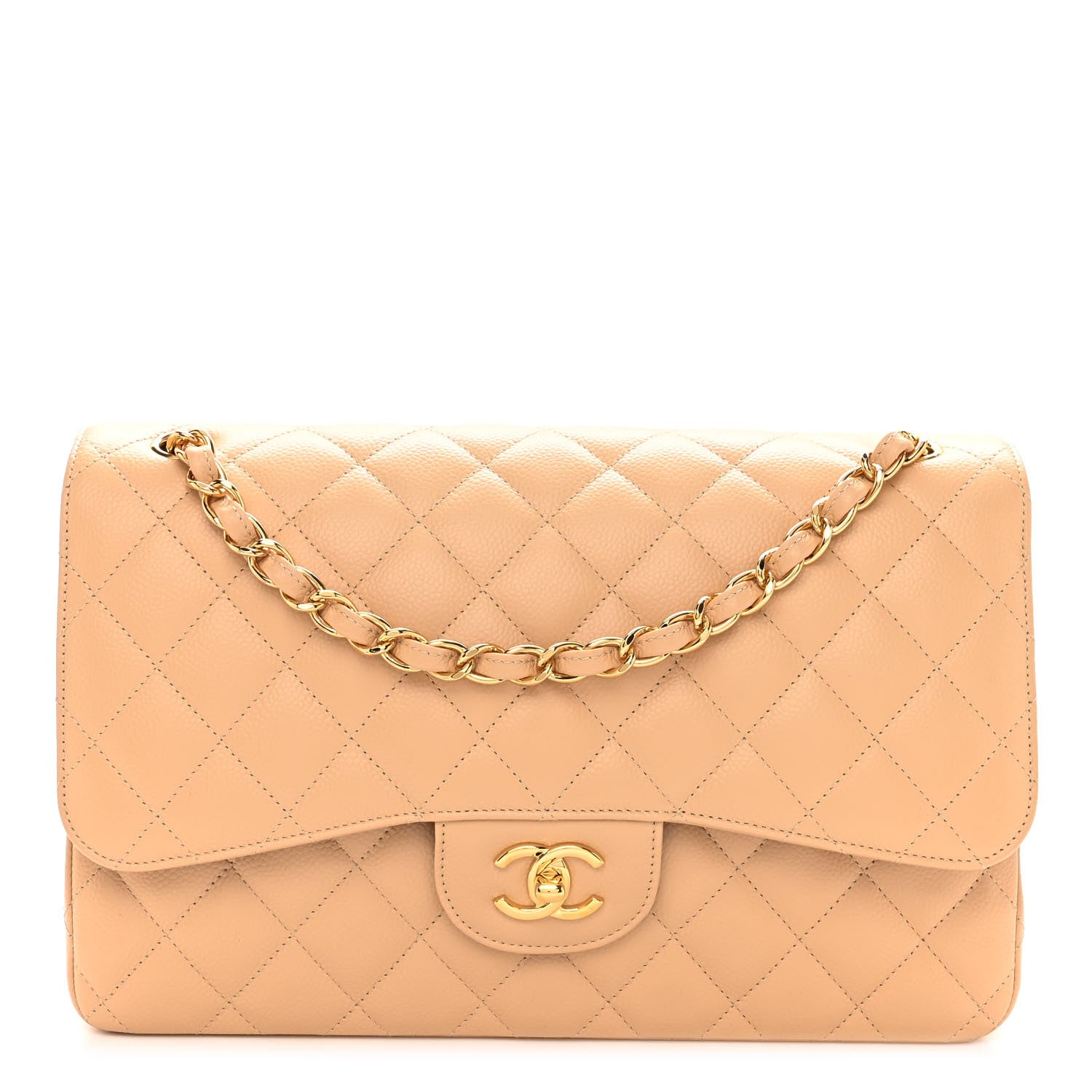 Chanel Caviar Quilted Jumbo Double Flap Beige Clair 1 of 10