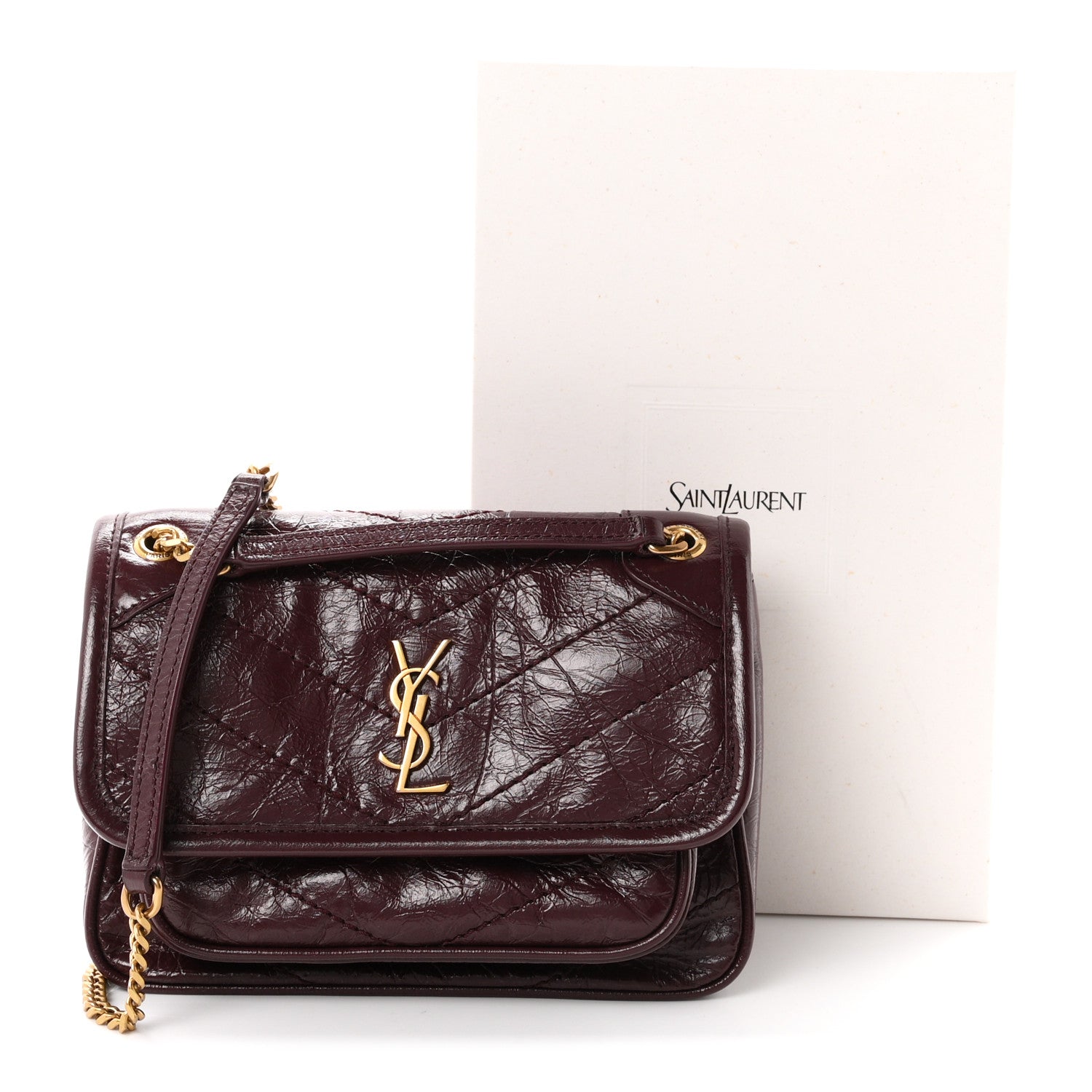 Saint Laurent Grained Lambskin Monogram Mini Niki Chain Satchel Arabica 11 of 11